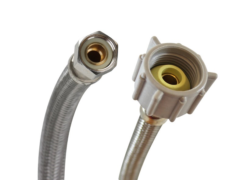 Fluidmaster B1T06 Toilet Connector, Braided Stainless Steel - 3/8 Female Compression Thread x 7/8 Female Ballcock Thread, 6-Inch Length - Image 1